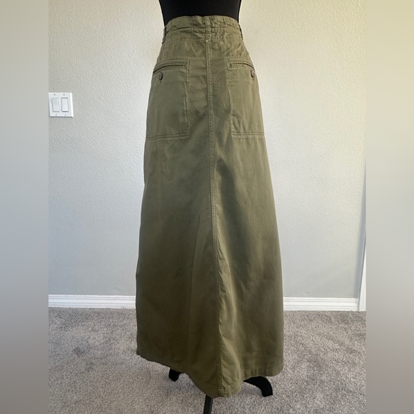 Free People Chino Olive Green Maxi Skirt - NWOT - Picture 3 of 4